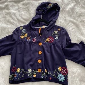 Anthropologie Crop Hoodie Embroidered
